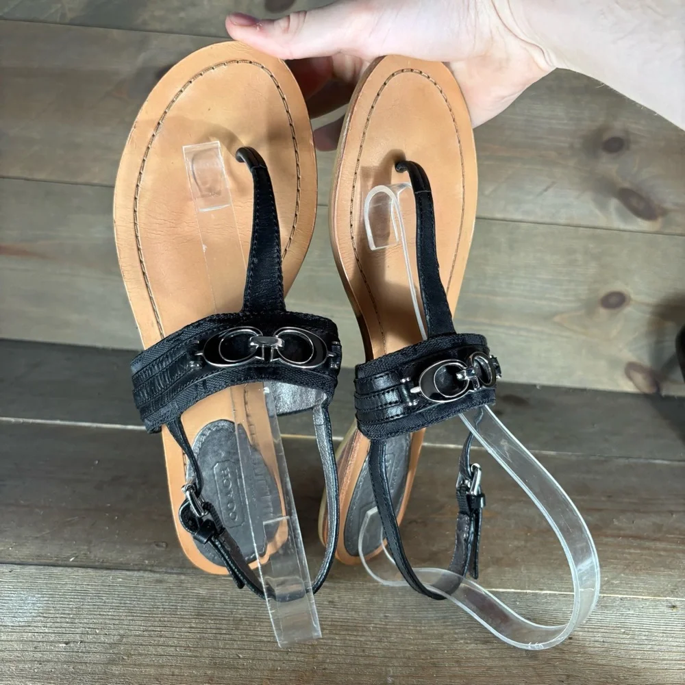 coach sammy womens size 9 shoes black t strap slingback thong comfort sandals